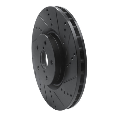 R1 05-17 Subaru WRX STI Front Right Drilled & Slotted Black Brake Rotor