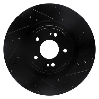 R1 18-22 Genesis G70 Front Right Drilled & Slotted Black Brake Rotor