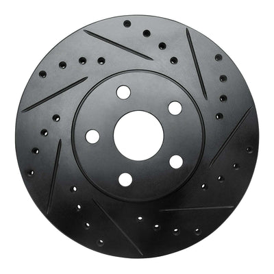 R1 87-91 Lexus ES250 Front Right Drilled & Slotted Black Brake Rotor