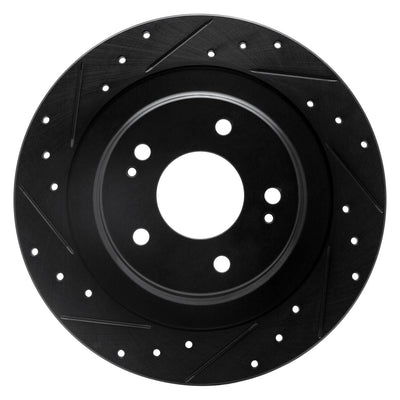 R1 13-25 Mitsubishi Eclipse Cross Rear Left Drilled & Slotted Black Brake Rotor