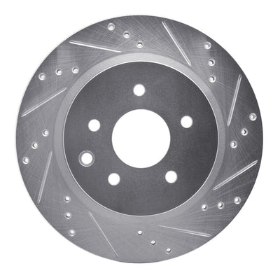 R1 09-20 Nissan 370Z Rear Right Drilled & Slotted Silver Brake Rotor
