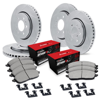 R1 Concepts Brake Rotors - Slotted - Silver w/ 5000 Oep Pads Hdw Fits Mitsubishi Montero