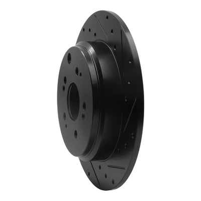 R1 07-17 Acura MDX Rear Right Drilled & Slotted Black Brake Rotor