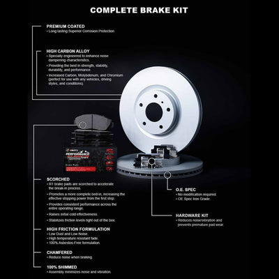 R1 Concepts Carbon Series Brake Rotors - Perf Off-Road/Tow Pads - Hdw Fits Ford F-250