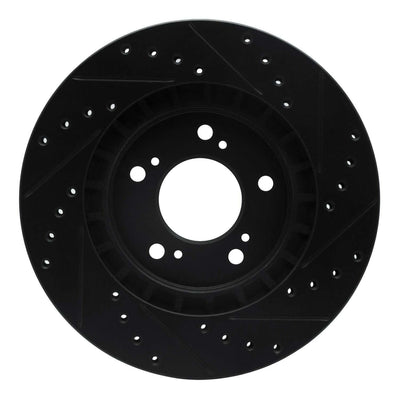 R1 97-05 Acura NSX Front Left Drilled & Slotted Black Brake Rotor