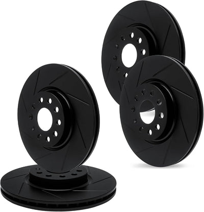 R1 06-15 Acura CSX Front & Rear Slotted Black Brake Rotor Set