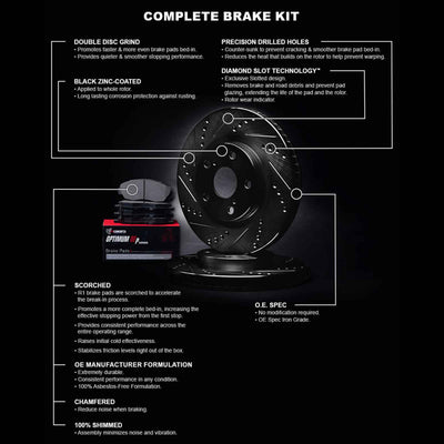 R1 Concepts Hi-Carbon Alloy GEOMET Coated Rotor - Dimpled and Slotted Fits BMW 230i