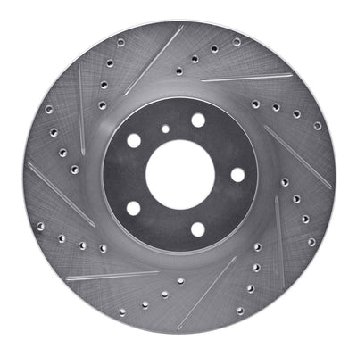 R1 09-23 Nissan 370Z Front Left Drilled & Slotted Silver Brake Rotor