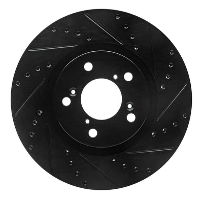 R1 09-14 Acura TL Front Right Drilled & Slotted Black Brake Rotor