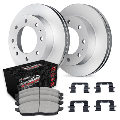 R1 Concepts Carbon Series Brake Rotors - Perf Off-Road/Tow Pads - Hdw Fits Dodge Ram