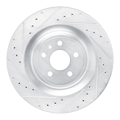 R1 15-18 Porsche Macan Rear Left Drilled & Slotted Black Brake Rotor