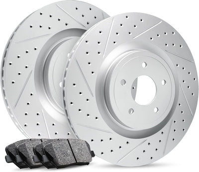 R1 Concepts Brake Rotor Drilled and Slotted Silver Fits Acura MDX