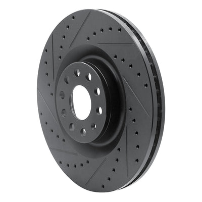 R1 Concepts Brake Rotor Drilled and Slotted Silver Fits Audi S3