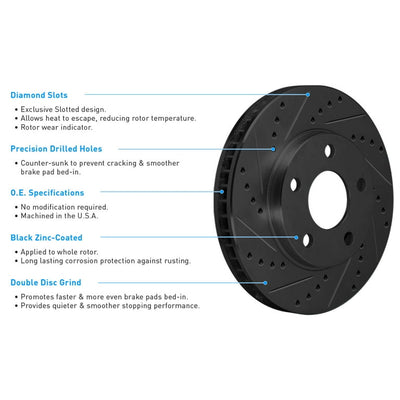 R1 19-23 Subaru Crosstrek Front & Rear Drill/Slot Black Rotors w/Optimum Pads