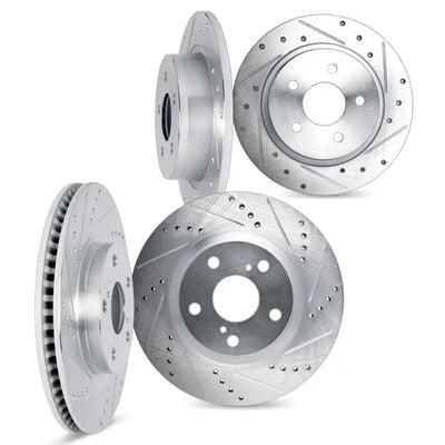 DFC 00-03 Dodge Neon Front & Rear Drilled & Slotted Silver Rotors