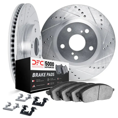 DFC 19-22 Hyundai Veloster N Front Drill/Slot Silver Rotors with 5000 Advanced Brake Pads w/Hardware