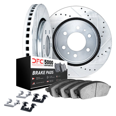 DFC 10-21 Ford F-150 Front Drilled & Slotted Silver Rotors with 5000 Advanced Brake Pads w/Hardware