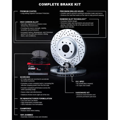 R1 17-20 Buick Enclave Front Drill/Slot Carbon Coated Rotor Set w/Optimum Pads
