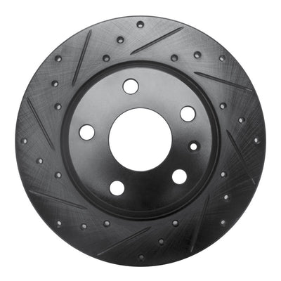 R1 08-15 Audi TT Quattro Rear Left Drilled & Slotted Black Brake Rotor