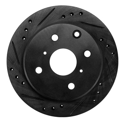 R1 82-85 Toyota Celica Rear Left Drilled & Slotted Black Brake Rotor