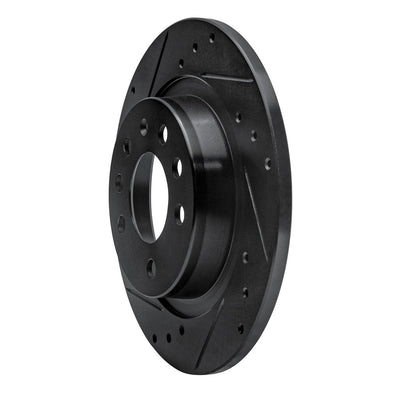 R1 06-10 Pontiac Solstice Rear Left Drilled & Slotted Black Brake Rotor