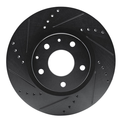R1 19-25 Mazda CX-30 Front Left Drilled & Slotted Black Brake Rotor