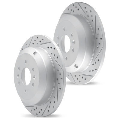 R1 05-21 Audi A3 Front & Rear Drilled & Slotted Carbon Coated Brake Rotor Set