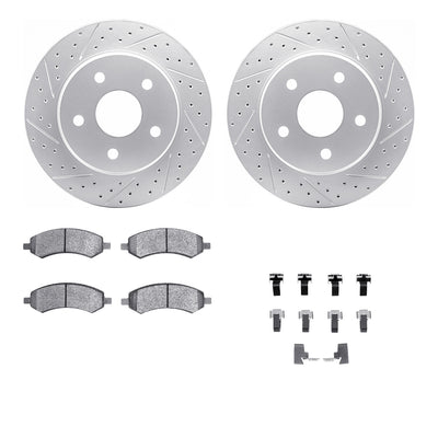 R1 06-24 Chrysler Aspen Front Drill/Slot Carbon Coated Rotor Set w/Optimum Pads