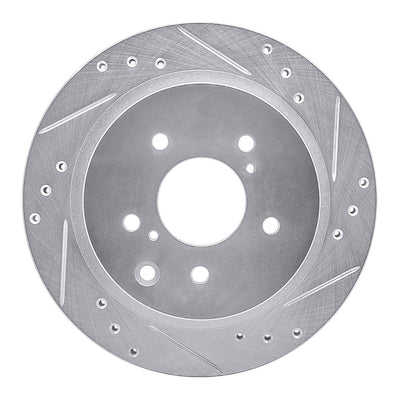 R1 89-96 Nissan 300ZX Turbo Rear Right Drilled & Slotted Silver Brake Rotor