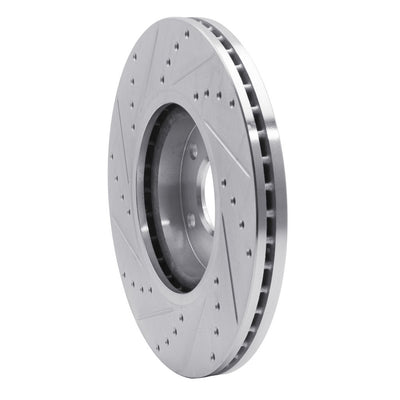 R1 09-23 Nissan 370Z Front Right Drilled & Slotted Silver Brake Rotor