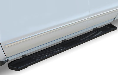 0718 SILV/SIERRA 1500/0719 SILV/SIERRA 2500/3500 EXT/DBL CAB 6IN BLK TEXT ALUM OEM RUNNING BOARDS