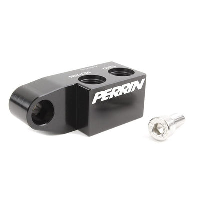 Perrin Subaru 02-14 WRX/2007+ STi Black Junction Block for Top Feed Fuel Rail w/ FPR and -6 Fittings