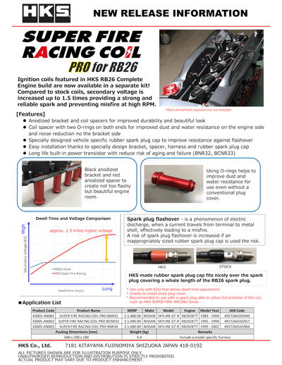 HKS SUPER FIRE RACING COIL PRO BNR34