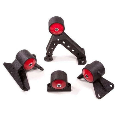 Innovative 07-13 Mitsubishi Evolution 4B11T Black Steel Mounts 85A Bushings