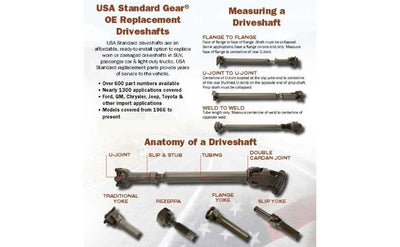 USA Standard Front Driveshaft Grand Cherokee Commander 19.25 Weld to Weld GRAND CHEROKEE COMMAND