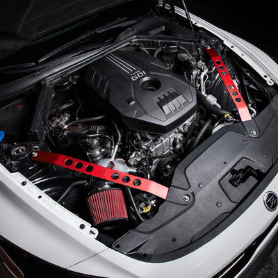 DC Sports Red Anodized Front Strut Bars (17 Kia Stinger 2.0L/3.3L)