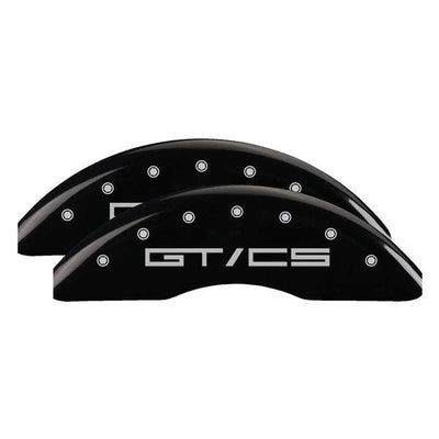SET OF 4 CALIPER COVERS ENGRAVED FRONT/REAR GT/CS SILVER CHARACTERS BLACK POWD