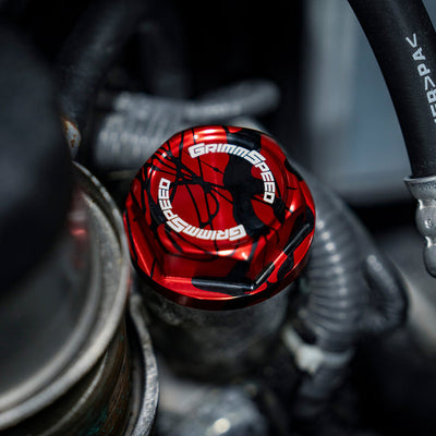 GrimmSpeed 89-22 Subaru All Models Bolt Oil Caps - Red/Black