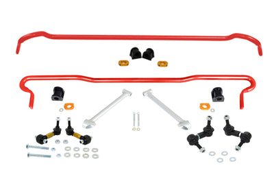 Sway bar - vehicle kit 2 Sway Bars 4 Links 4 Bushings 2 Braces 4 Lateral Locks 4 Spacers 4 Bolts 14 Washers 4 Nuts Install Guide Grease