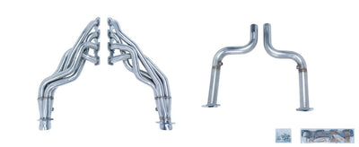 Exhaust Header 1-7 8 in Primary 30 in Collector Long Tube Catted Downpipe 304 Stainless Steel Polished Pypes Exhaust