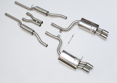 Cat Back Exhaust System (Twin 76.2mm, Quad 76.2mm Tailpipes)