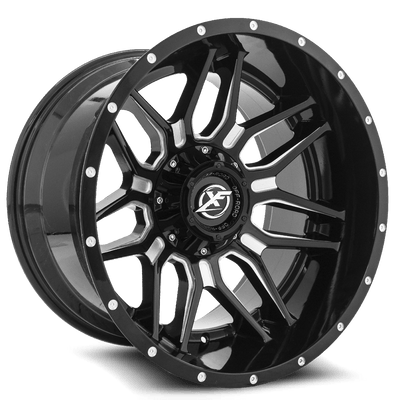 22x12 -44mm Offset 8x165.1 Gloss Black Milled Alloy Wheel