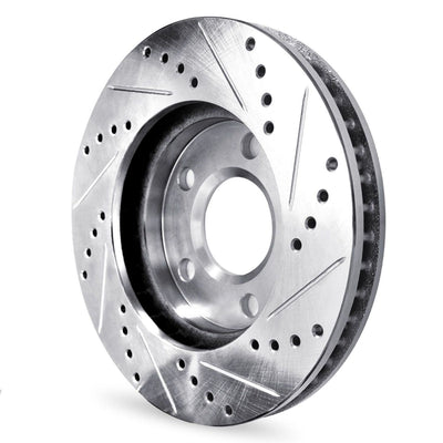 R1 Concepts 04-06 Nissan Sentra eLINE Drilled & Slotted Rotors w/ Cermic Brake Pads - Front