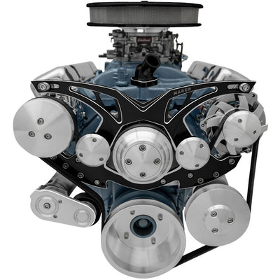 Pontiac V8 Style Track Serpentine Kit Blk Onyx