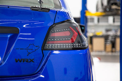 15C SUBARU WRX STI EVOLUTION TAIL LIGHTS CLEAR LENS BLACK BASE RED BAR