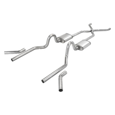 ~(86 lbs. 62X17X13)~ Crossmember Back w/H-Pipe Exhaust System 55-57 Chevy Wagon Split Rear Dual Exit 2.5 in Intermediate X-Pipe And Tail Pipe Race Pro Mufflers/Hardware Incl Tip Not Incl Pypes Exhaust