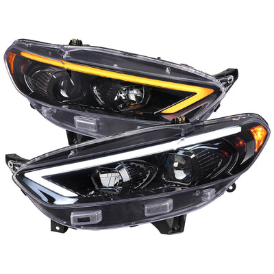 LED BAR PROJECTOR HEADLIGHTS GLOSSY BLACK HOUSING CLEAR LENS - HALOGEN MODELS ONLY - SEQUENTIAL SWITCHBACK TURN SIGNAL