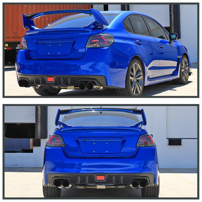 Spec-D Sequential Led Tail Lights Glossy Black Housing With Clear Lens - Red Led Bar Subaru Wrx 2015
