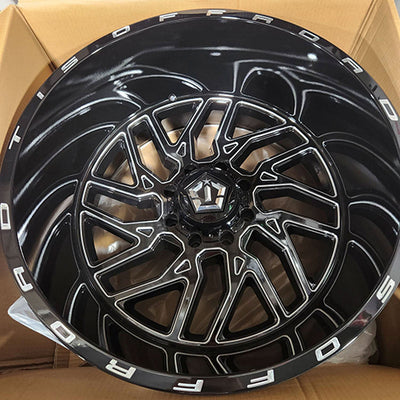 544BM 24x14 Gloss Black Milled Wheel