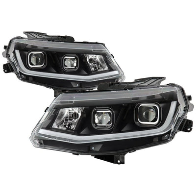 Black LED Light Bar Projector Headlights